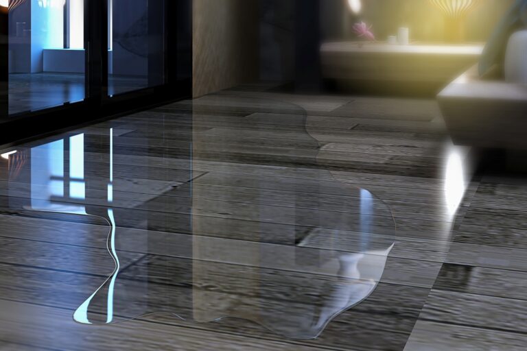 Standing water across an interior floor before structural drying begins