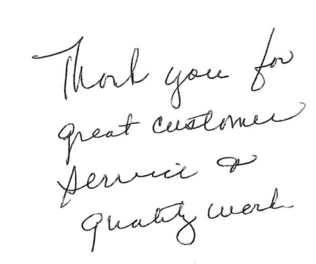 note from the customer after the remediation job was completed
