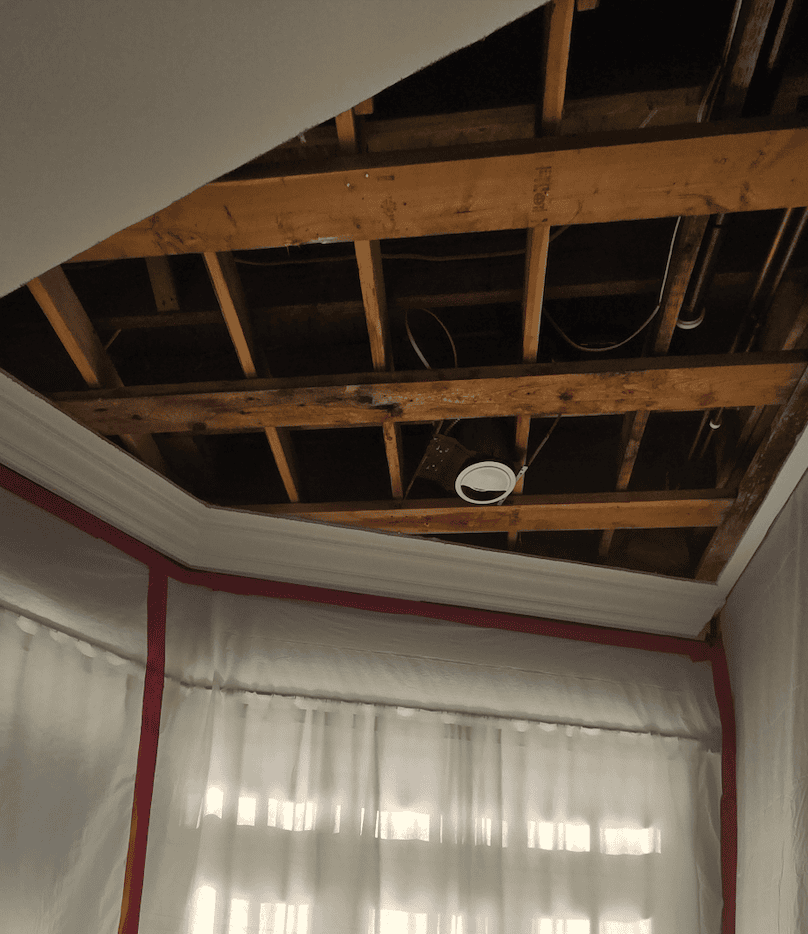 Ceiling water damage in a Danbury Connecticut home