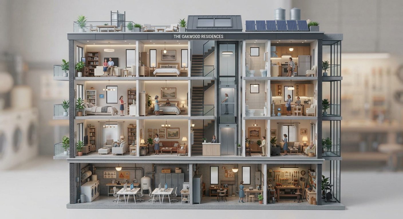 model of a commercial apartment building